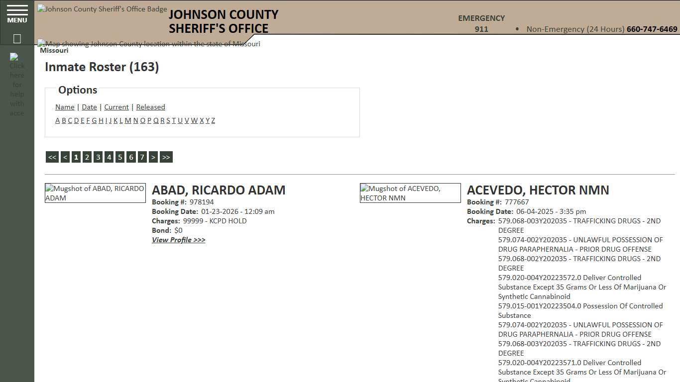 Inmate Roster - Current Inmates - Johnson County Sheriff MO